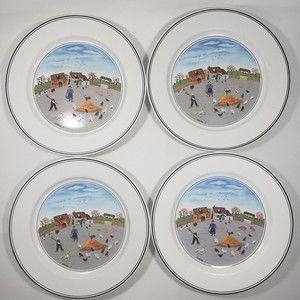 Set of 4 Villeroy & Boch DESIGN NAIF Laplau Salad/Dessert Plates 8"